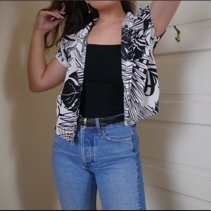 Tropical Black and White Button Up Shirt
